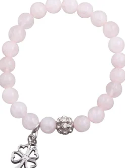 Braccialetto - quarzo rosa / trifoglio