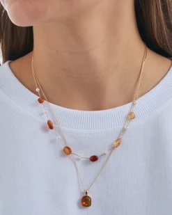 Collana stratificata - Orange Agate