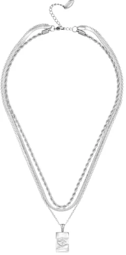 Collana stratificata - Rectangle Steel