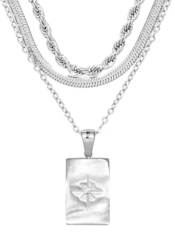 Collana stratificata - Rectangle Steel