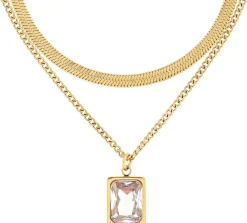 Collana stratificata - Steel Rectangle