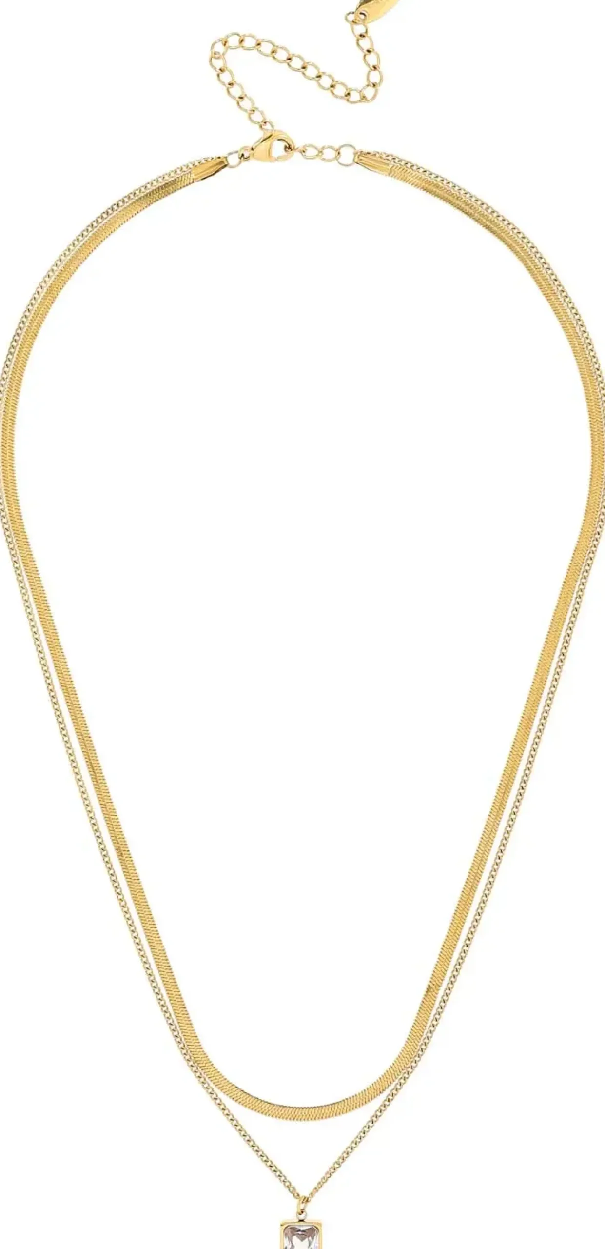 Collana stratificata - Steel Rectangle