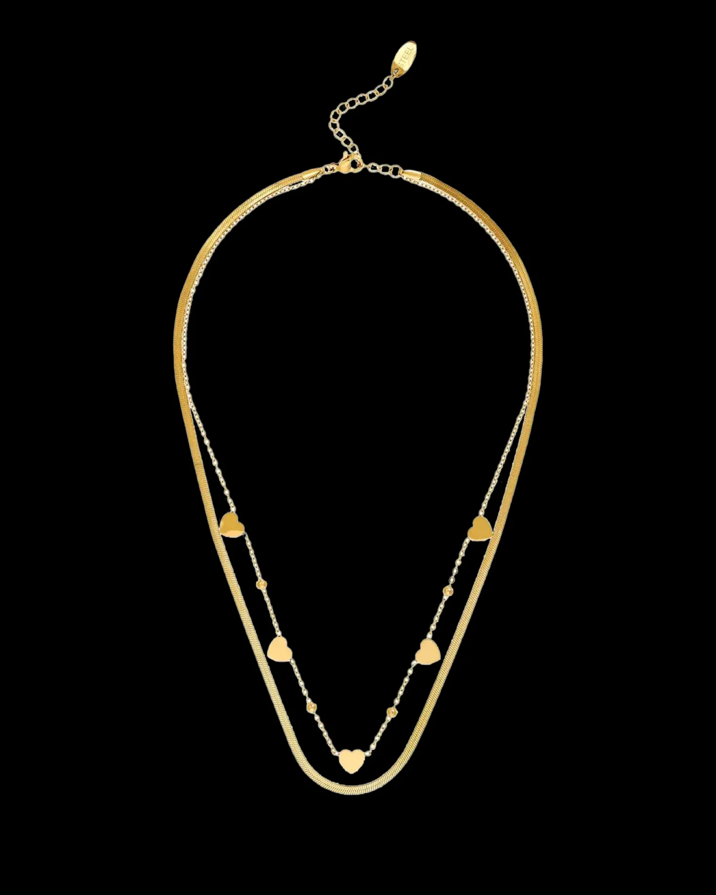 Collana stratificata - Steel Hearts