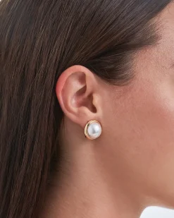Orecchini a clip - Golden Pearl Duo