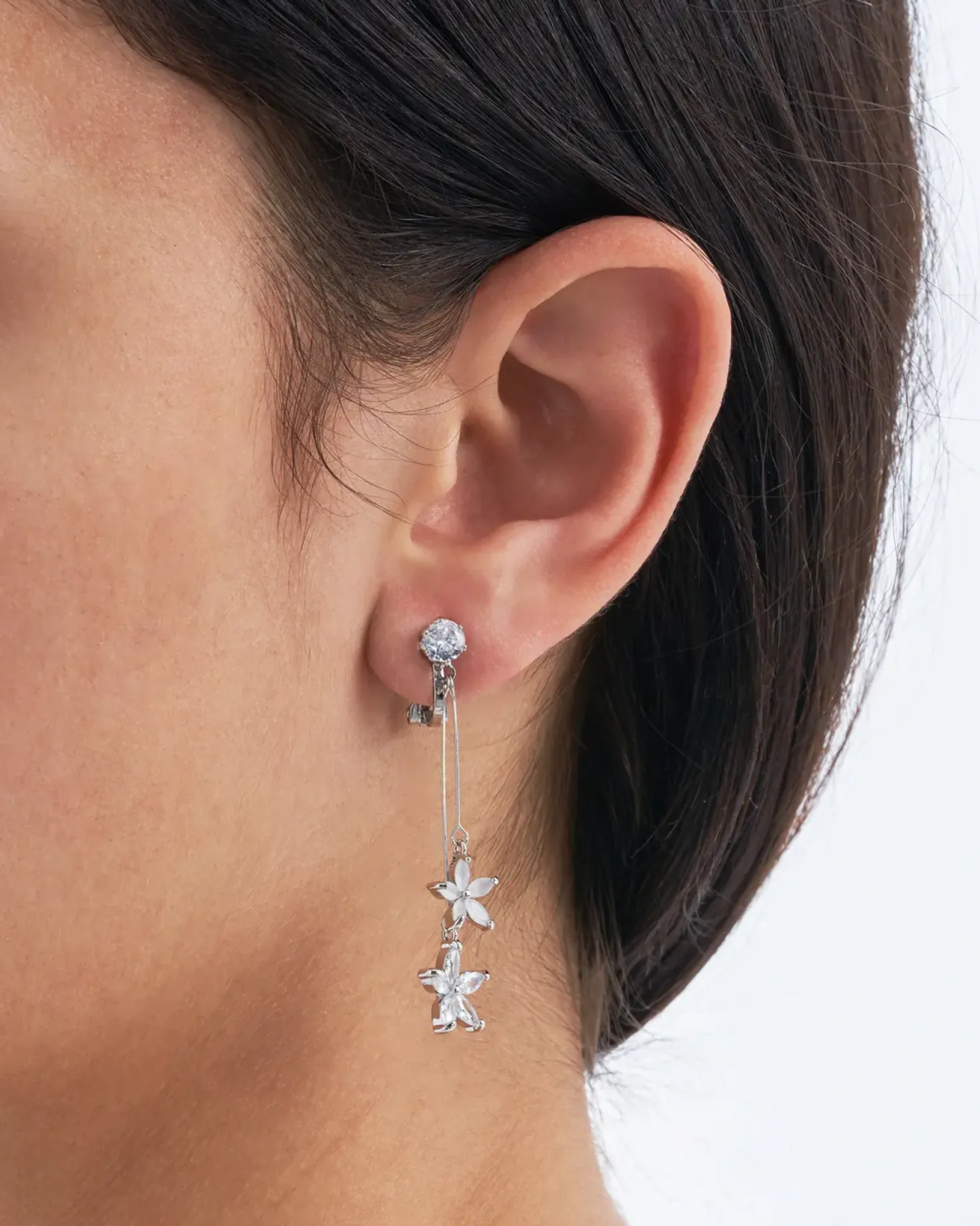 Orecchini a clip - Silver Blossom