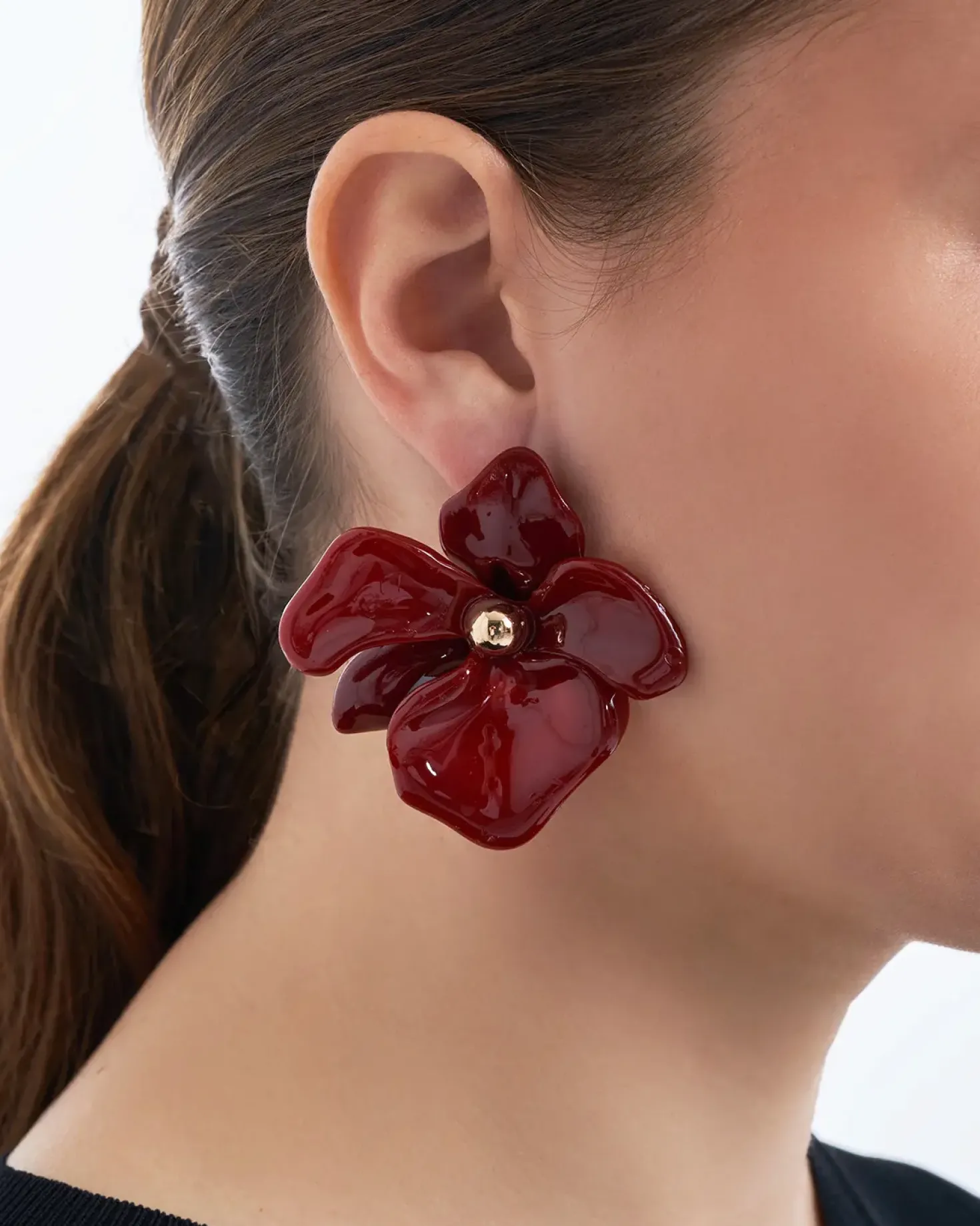 Orecchini a perno - Burgundy Blossom