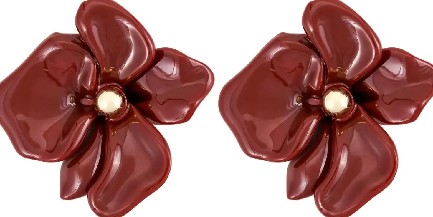 Orecchini a perno - Burgundy Blossom