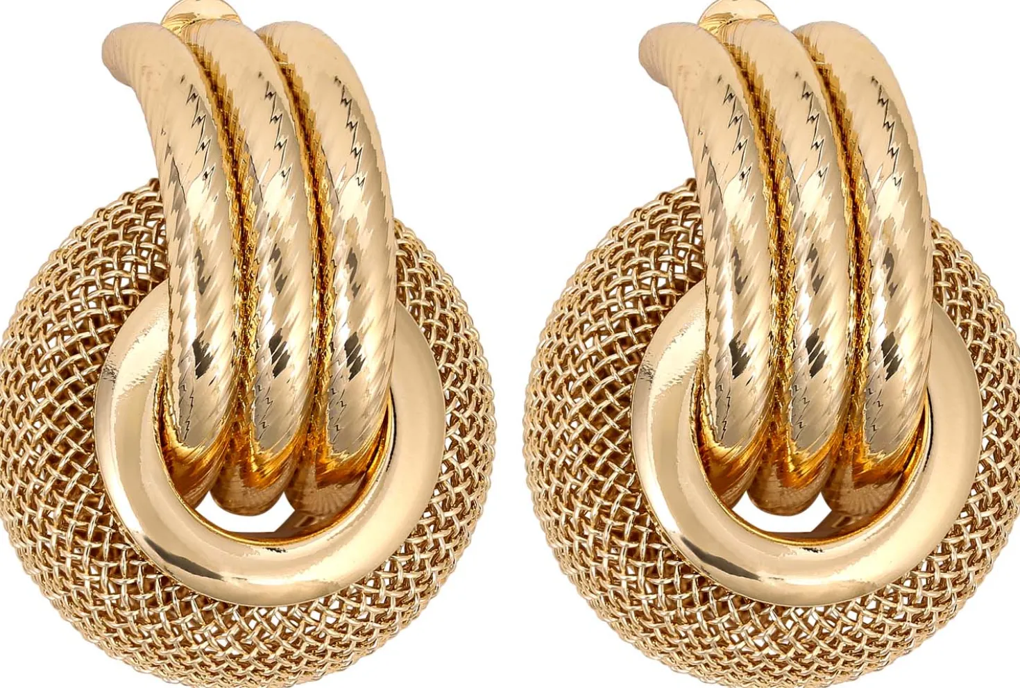 Orecchini a perno - Golden Mesh