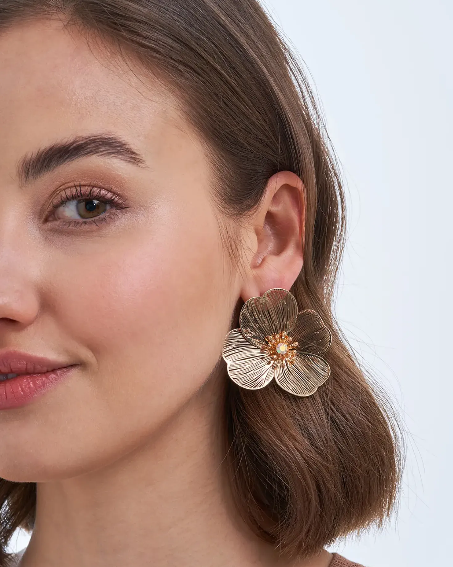 Orecchini a perno - Golden Petal