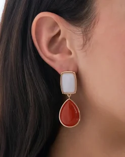 Orecchini a perno - Orange Jade