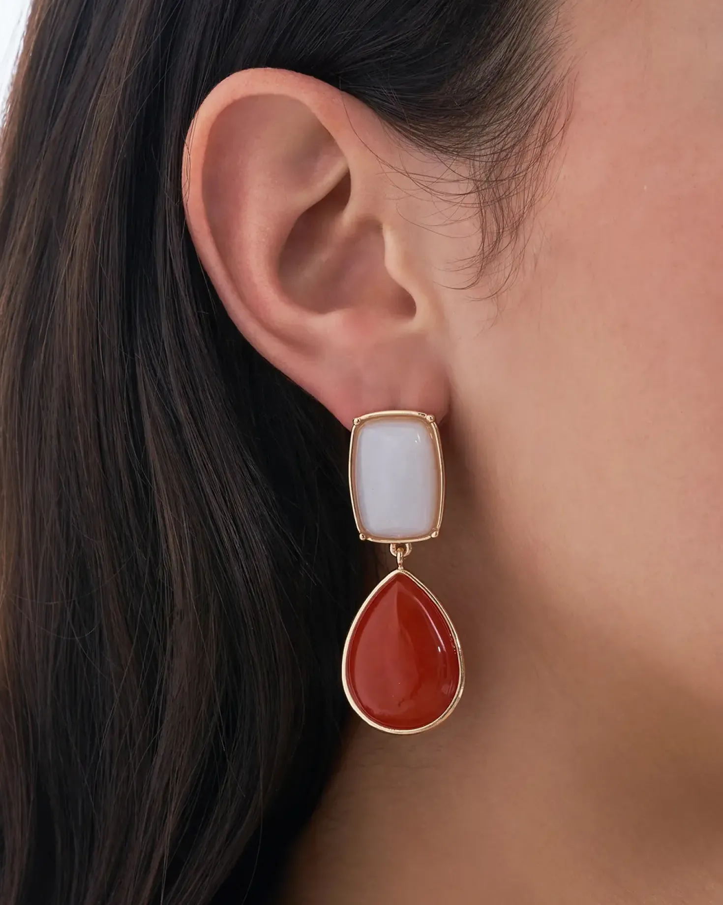 Orecchini a perno - Orange Jade