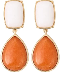 Orecchini a perno - Orange Jade