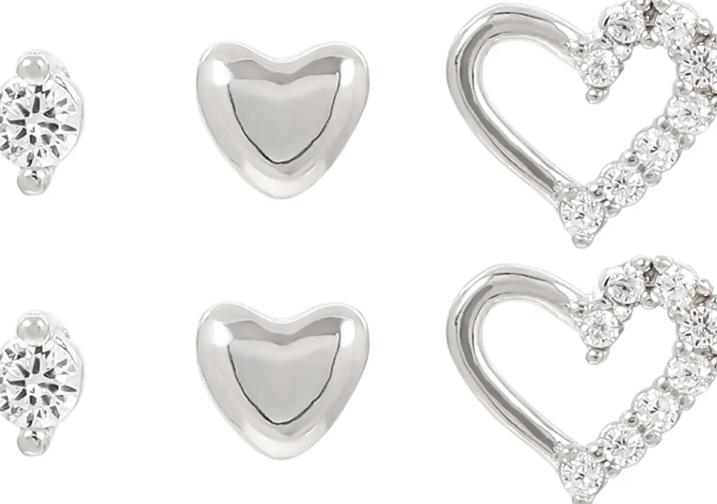 Set di orecchini a perno - Heart Trio